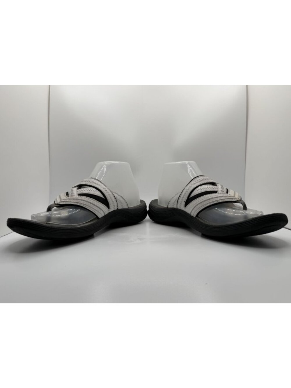 Clarks Wave Walk Sandals Women Size 9.5M White Thong Flip Flop Comfort Shoes - Picture 5 of 13